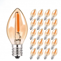 LED Night Light Bulbs C7 Chandelier E12 E14 Base Decorative Light Bulbs 0.5 Watts Party Small Candle mini Bulb 2200K Amber Glass