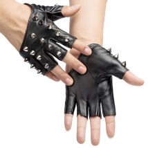 Sexy Men Women Night Club Pole Hip Hop PU Leather Mitten Gothic Rivet Punk Rock Street Break Dance Show Half Finger Glove P42