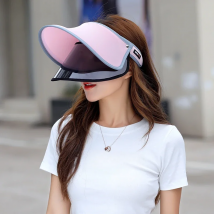 Women summer sun visor wide-brimmed hat beach hat adjustable UV protection female cap packable double layer protection Sun hat