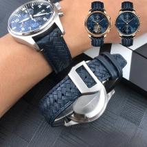 20 21mm 22mm High Quality Cowhide Woven Watchband Fit for IWC Portugieser Pilot's Watches Curved End Genuine Leather Watch Strap