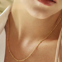 SUNIBI Stainless Steel Chain Necklace for Women Gold Color Thin Choker Bead Chain Necklace Jewelry Wholesale Dropshipping