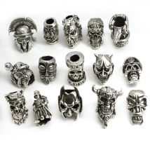 2Pcs Skull Warrior Helmet Spacer Charm Bead Hair Braid Dreadlock Beard Beads Paracord Rope Knife Beads for Bracelet DIY Jewelry
