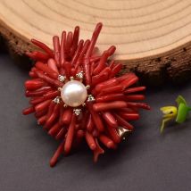 Glseevo Handmade Natural Coral Hairpin Woman Girl Birthday Party Pearl Headdress Hairpin Hair Ornament Flower GH0051