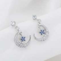 REETI 925 Sterling Silver Star and crescent Stud Earrings For Women 2018 New Trend Personality Lady Fashion Jewelry