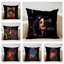 Fashion Decorative Pillowcase Sofa Cushion Cover Home Living Room African Girl Art Decorative Pillow Case Double-sided Design