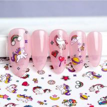 Self Adhesive Flower Unicorn Pattern Nail Art Decorations Stickers And Decals Acrylic Manicure Nails Supplies Tool HQ