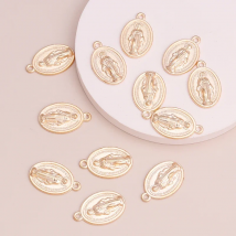 Leslie 10pcs Long Statement Alloy Hearts Virgin Mary Pendants Jewelry for Handmade Necklaces Original Bracelet 26x15mm Gifts