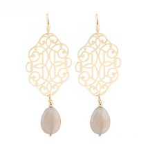 Sehuoran Drop Earrings Pendientes Copper Shell Natural Stone Statement Earrings For Women Wedding Party Jewelry Bohemian