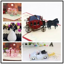Wedding carriage 3D paper Invitation Card Event wedding greeting card Valentine's Day pop up card Party Invitations Supplies
