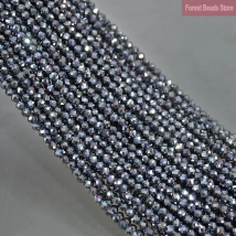 Faceted Smooth Natural Terahertz Stone Round Loose Beads for Bracelet Accessories DIY Charms Jewelry Making 15'' Strand 2mm/3mm