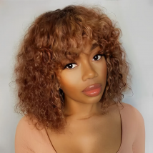 Lekker Colored Short Pixie Afro Kinky Curly Bob 100% Human Hair Wigs For Women Brazilian Remy Hair Ombre Brown Clearance Ginger