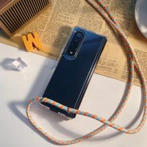 Fashion Colorful Weave Long Crossbody Lanyard Folding Phone Case For Samsung Galaxy ZFold 6 7 Z Fold 5 4 3 2 Strap Clear Cover