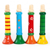 Baby Wood Musical Instrument Toys Small Speaker Wooden Vertical Whistle Small Speakers Trumpet Toy Random Color Children Kids