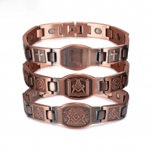 Cross Magnetic Bracelet Copper Energy 12mm Wristband Magnetic Bracelet Men Chain Link Vintage Masonic Ethnic Tribal Jewelry Men