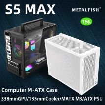 METALFISH S5 MAX Custodia per computer Supporto per telaio per PC da gioco MATX/ITX 24,5*24,5 cm SFX/ATX PSU 135 Mid Tower/180 Dispositivo di raffreddamento ad acqua