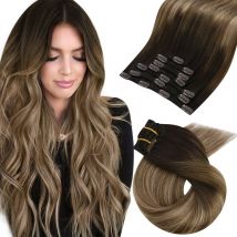 Moresoo Clip nelle estensioni dei capelli Capelli umani veri Ombre Clip di estensione dei capelli veri in capelli umani 5 pezzi e 7 pezzi Clip Remy nelle estensioni