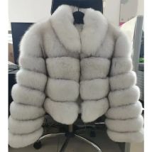 2025 Maomaokong Real Fur Jacket  Women Winter Short Natural real Fox Fur Lady Zipper Fur Coat Female Warm Jacket  with Collar