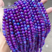 Dyed Color Natural Stone Dark Purple Sugilite Jades Beads Round Spacer Loose Beads For Jewelry Making DIY Bracelet Accessories
