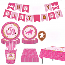 Western Cowboy Theme Birthday Party Decorations Pink Cowgirl Disposable tableware Party Banner Gender Revealed Party Supplies
