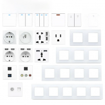 DIY Glass Frame 45A 20A Wall Switch with LED 16A French UK EU Socket with USB HDMI Satellite TV Data Audio AV Footlight Socket