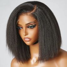 Kinky Straight 250% Short Bob 13x6 HD Lace Front Human Hair Wigs Women Pre Cut 7x5 Glueless Wigs Human Hair 100% Yaki Human Wigs