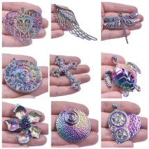 2pcs Skull/Steampunk Charm Rainbow Filigree Hearts Charms For Jewelry Making Bulk DIY Flowers Pendant Turtle Animal Accessories