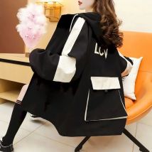 Womens Hooded Jackets Tooling Coat Gown Lining Cloth Cardigan Hoodies Autumn Fashion Wild Fried Street Loose Outside Wear Tops