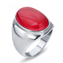 Fashion Stainless Steel Pretty White/Red Brown Opal Rings For Men Oval Shape Charm Ladies Stone Jewelry  Size 7-12