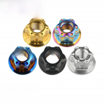 Weiqijie 6pcs  Titanium Nut M6/M8/M10/M12/M14/M16 Torx Flange Hexagon Nuts for Motorcycle Rear Axle