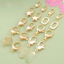 YEGUI M824,jewelry accessories,lobster clasp hooks,18k gold plated,0.3 microns,necklace bracelet,jewelry making,10pcs/lot