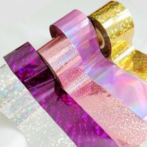 4CMx120M Wholesale Holographic Transfer Foil Laser Pink Silver Nail Sticker For Design Full Cover Decals Roll Manicure Tool