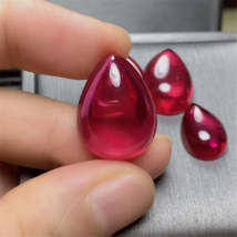 High Quality Ruby Mohs Hardness 9 Pear Shaped Cabochon Teardrop Cabochon Ruby Gem Blood-red Ruby RB057