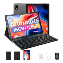 Tablet DOOGEE U10 2-w-1 Android 15, ekran HD 10,1 cala, 16 GB + 128 GB, bateria 5060 mAh, WiFi 6, podwójny aparat, Widevine L1, Smart Pad PC