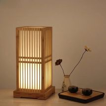 Japanese Solid Wood Table Lamps Hotel Bedroom Bedside Lamp Living Room Home Decor Bamboo Wood Decoration Table Lights Fixtures