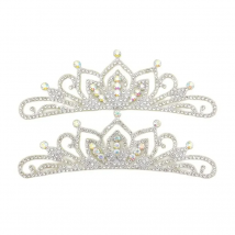 13*4CM Princess Rhinestone White Crown Applique For Craft Wedding Clothing Decor Patch DIY Headwear Hair Clip Accessories