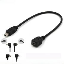 25CM 90 Degree 4 Angle Mini USB Female to Mini B 5-pin Male Cable Adapter For Car Extension OTG  Cable