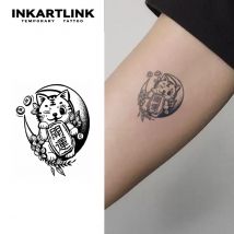 3 Stück Lucky Cat Temporäres Tattoo, hält bis 15 Tage, neue Technologie, magischer, wasserfester, semi-permanenter Aufkleber.