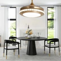 KOMORE Contemporary 3-Blade Tiered LED Ceiling Fan Light with Retracted Blades, 36 W 3 Colour