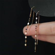 925 Sterling Silver Lips O Word Chain Tassel Stud Earrings Women 14k Gold Plating Earrings Summer Beach Party Jewelry
