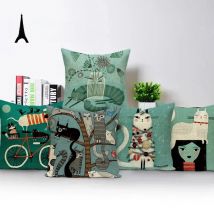 Cartoon Fox Decor Cushion Cover Colorful Elephant Throw Case Animal Decorative Cat Outdoor Linen Home Sofa Pillows Covers Kissen