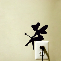 Mini Fairy vinyl Decal , Fairy Bell Silhouette wall Sticker , Pixie Nursery DIY Art for Kids Room decor