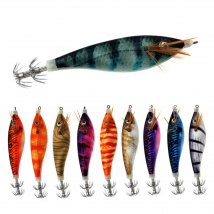 1Pcs 10CM 12G Shrimp Fishing Lure Squid Jig Artificial Wood Shrimps Lures Fishing Squid Hook Cuttlefish Lures Octopus Bait