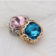 Fat Square Glass Crystals Sew On Rhinetones Pointback Glass Sew on Stone with Gold Nest Claw Sewing Rhinestone for Wedding Dress