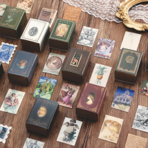 100pcs Vintage Stamp Book collection series Kraft Paper Mini Greeting Card Postcard Letter Envelope DIY Decoration LOMO Cards
