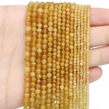 Faceted Natural Citrine Stone Beads Yellow Quartz Small Waist Round Seed Beads for Jewelry Making DIY Bracelet Necklace  2 3 4mm
