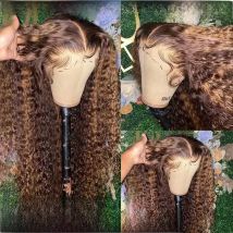 30 34 Inch Highlight Ombre Lace Front Wig Curly Human Hair Wigs Honey Blonde Colored HD Deep Wave Frontal Wigs For Black Women
