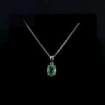 Natural zambia emerald Pendant Necklace oval 6*8mm real gemstone  Women jewelry 925 silver gift for women mom wife