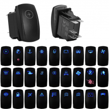 Waterproof IP68 5 Pins SPST On/Off Rocker Switch Blue & Red Led 20A/12V 10A/24V Toggle Switch GPS for Cars,Trucks, RVs, Boats