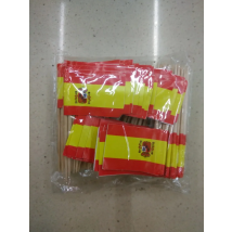 300Pcs Packed Spain Toothpick Flags Banderas de Espana Food Picks for Parties, Cocktails, Tapas Wood Toothpick and Paper Flag