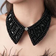 Pearl Beaded Lace Trim Collar Ribbons Women Necklace Wedding Jewelry for Clothes Dress  Beads Crystal Collar Wedding Jewelry